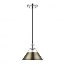 Golden 3306-M CH-AB - Orwell CH Medium Pendant - 10" in Chrome with Aged Brass shade