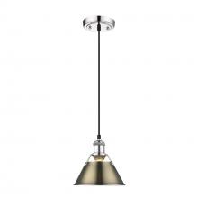 Golden 3306-S CH-AB - Orwell CH Small Pendant - 7" in Chrome with Aged Brass shade