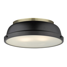 Golden 3602-14 AB-BLK - Duncan 14" Flush Mount in Aged Brass with a Matte Black Shade