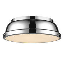Golden 3602-14 CH-CH - Duncan 14" Flush Mount in Chrome with a Chrome Shade