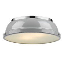 Golden 3602-14 CH-GY - Duncan 14" Flush Mount in Chrome with a Gray Shade