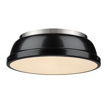 Golden 3602-14 PW-BK - Duncan 14" Flush Mount in Pewter with a Black Shade