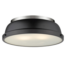Golden 3602-14 PW-BLK - Duncan 14" Flush Mount in Pewter with a Matte Black Shade
