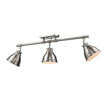 Golden 3602-3SF PW-PW - Duncan 3 Light Semi-Flush - Track Light in Pewter with Pewter Shades