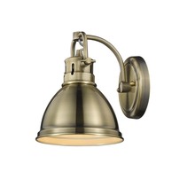 Golden 3602-BA1 AB-AB - Duncan 1 Light Bath Vanity in Aged Brass with an Aged Brass Shade