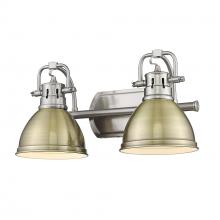 Golden 3602-BA2 PW-AB - Duncan 2 Light Bath Vanity in Pewter with Aged Brass Shades