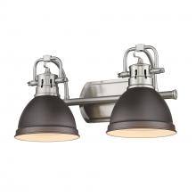 Golden 3602-BA2 PW-RBZ - Duncan 2 Light Bath Vanity in Pewter with Rubbed Bronze Shades