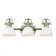 Golden 3602-BA3 AB-WHT - Duncan 3 Light Bath Vanity in Aged Brass with a Matte White Shade