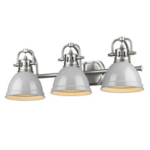 Golden 3602-BA3 PW-GY - Duncan 3 Light Bath Vanity in Pewter with a Gray Shade