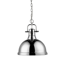 Golden 3602-L CH-CH - Duncan 1 Light Pendant with Chain in Chrome with a Chrome Shade