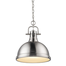 Golden 3602-L PW-PW - Duncan 1 Light Pendant with Chain in Pewter with a Pewter Shade