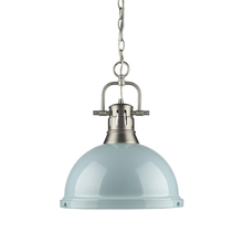 Golden 3602-L PW-SF - Duncan 1 Light Pendant with Chain in Pewter with a Seafoam Shade