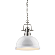 Golden 3602-L PW-WH - Duncan 1 Light Pendant with Chain in Pewter with a White Shade