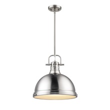 Golden 3604-L PW-PW - Duncan 1 Light Pendant with Rod in Pewter with a Pewter Shade