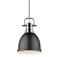 Golden 3604-S CH-BLK - Duncan Small Pendant with Rod in Chrome with a Matte Black Shade