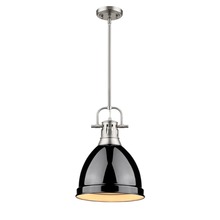 Golden 3604-S PW-BK - Duncan Small Pendant with Rod in Pewter with a Black Shade