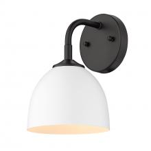 Golden 6956-1W BLK-WHT - Zoey 1-Light Wall Sconce in Matte Black with Matte White Shade