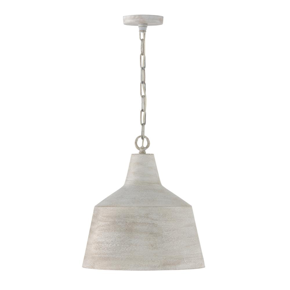1-Light Tapered Metal Pendant in Stucco