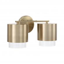 Capital 153021MA-549 - 2-Light Cylindrical Metal Vanity in Matte Brass with Seeded Glass