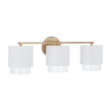 Capital 153031RE-549 - 3-Light Cylindrical Metal Vanity in Matte White with Matte Brass Interior and Seeded Glass