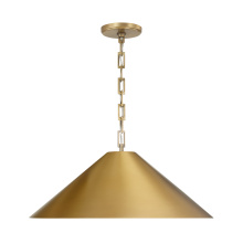 Capital 356711AD - 1-Light Metal Cone Pendant in Aged Brass with Painted Brass Interior and Rectangular Designer Chain