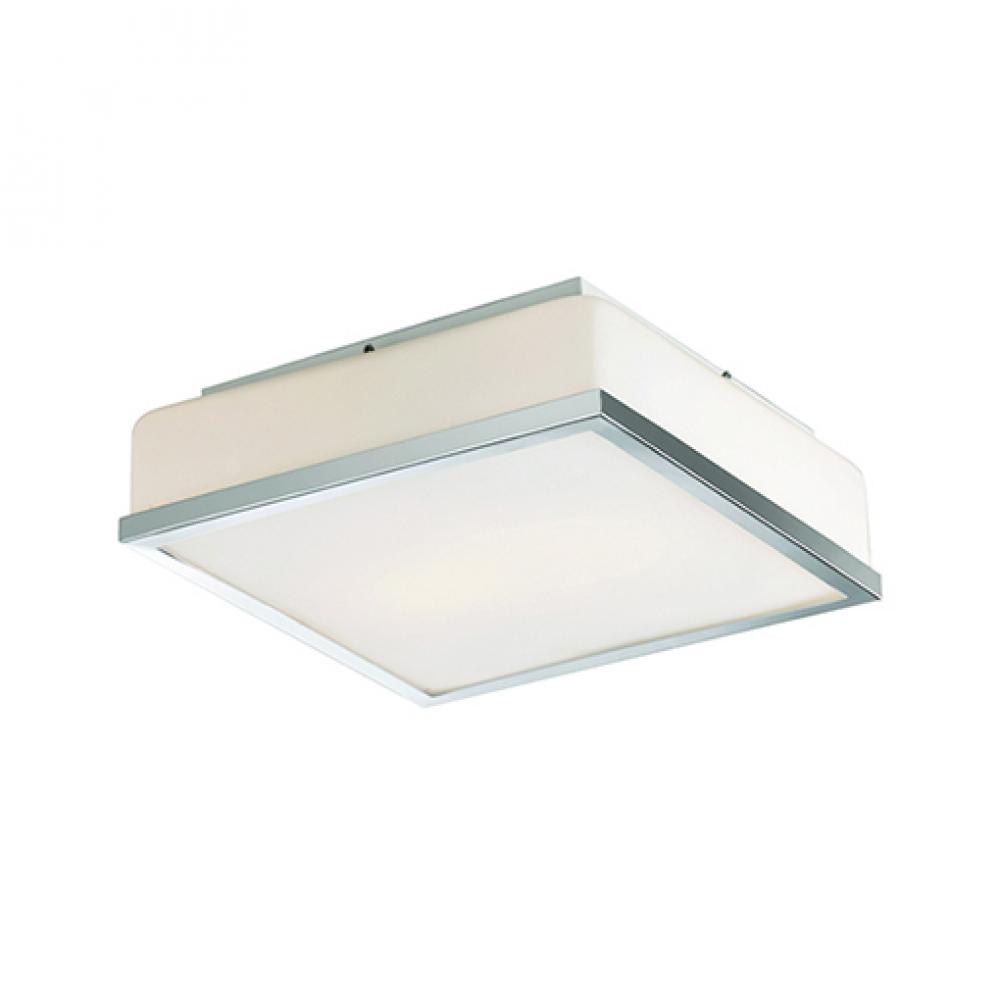 Two Lamp Flush Mount with Metal Trim