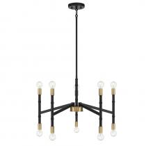 Brechers Lighting Items L1-5610-10-143 - Rossi 10-Light Chandelier in Matte Black with Warm Brass Accents