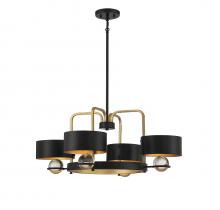 Brechers Lighting Items V6-L1-2923-4-51 - Chambord 4-Light Chandelier in Vintage Black with Warm Brass Accents