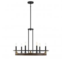 Brechers Lighting Items V6-L1-2931-6-170 - Icarus 6-Light Chandelier in Burnished Brass with Walnut