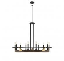 Brechers Lighting Items V6-L1-2932-10-170 - Icarus 10-Light Chandelier in Burnished Brass with Walnut