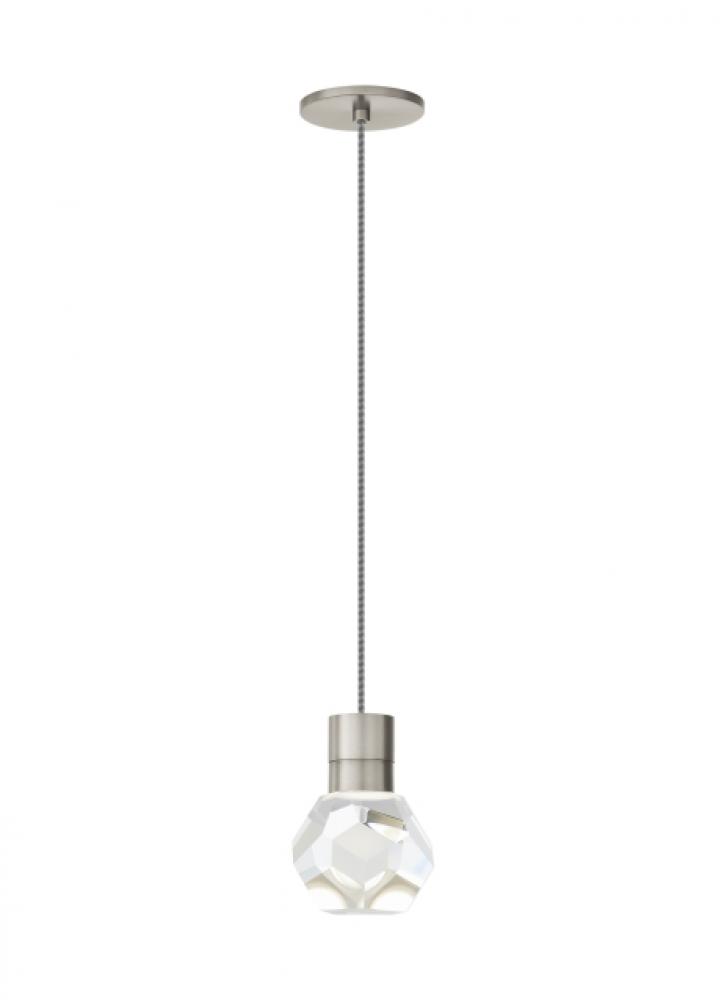 Modern Kira dimmable LED Ceiling Pendant Light in a Satin Nickel/Silver Colored finish