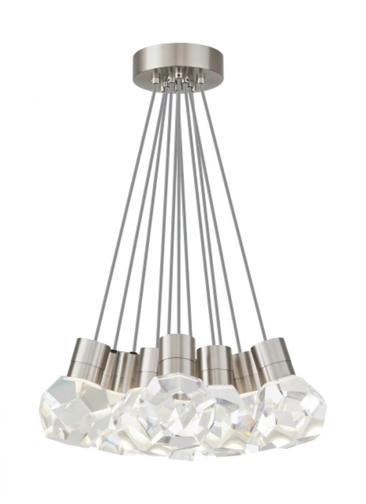 Modern Kira dimmable LED Ceiling Pendant Light in a Satin Nickel/Silver Colored finish