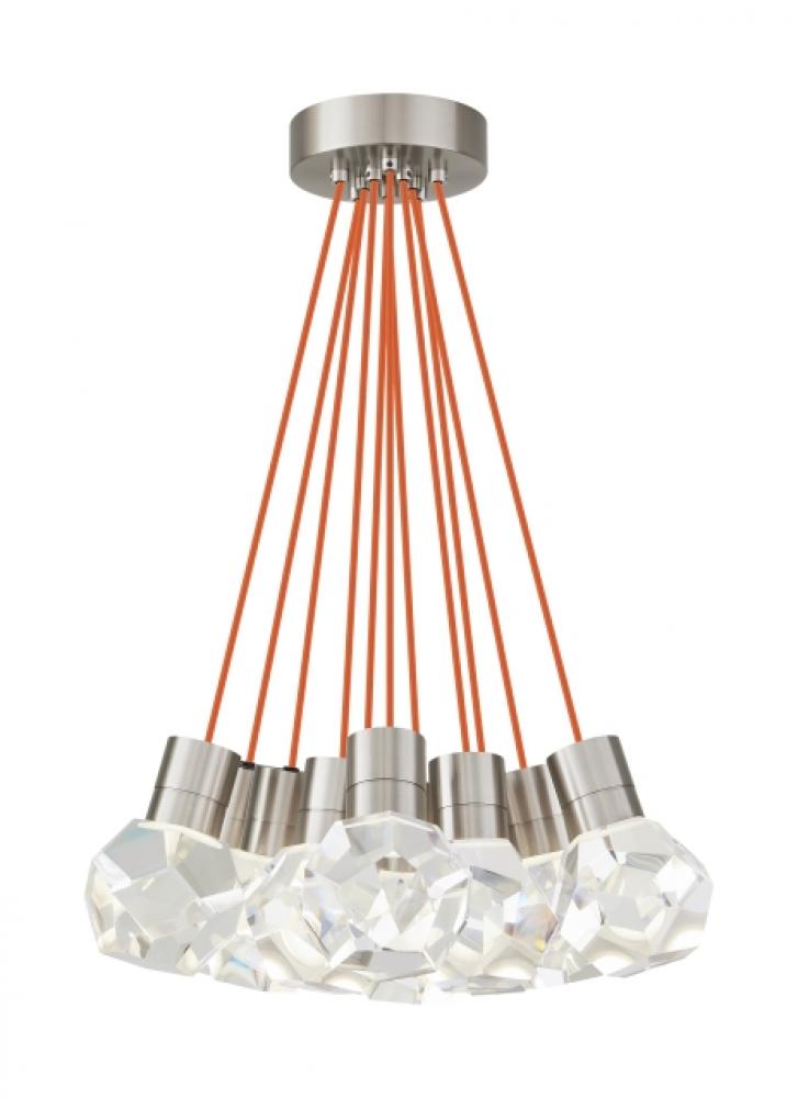 Modern Kira dimmable LED Ceiling Pendant Light in a Satin Nickel/Silver Colored finish