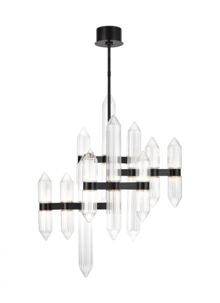 Modern Langston dimmable LED Medium Chandelier Ceiling Light in a Plated Dark Bronze finish