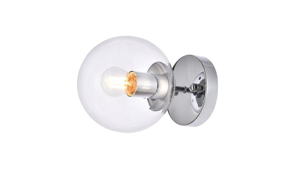 Mimi Six Inch Dual Flush Mount and Bath Sconce in Chrome with Clear Glass