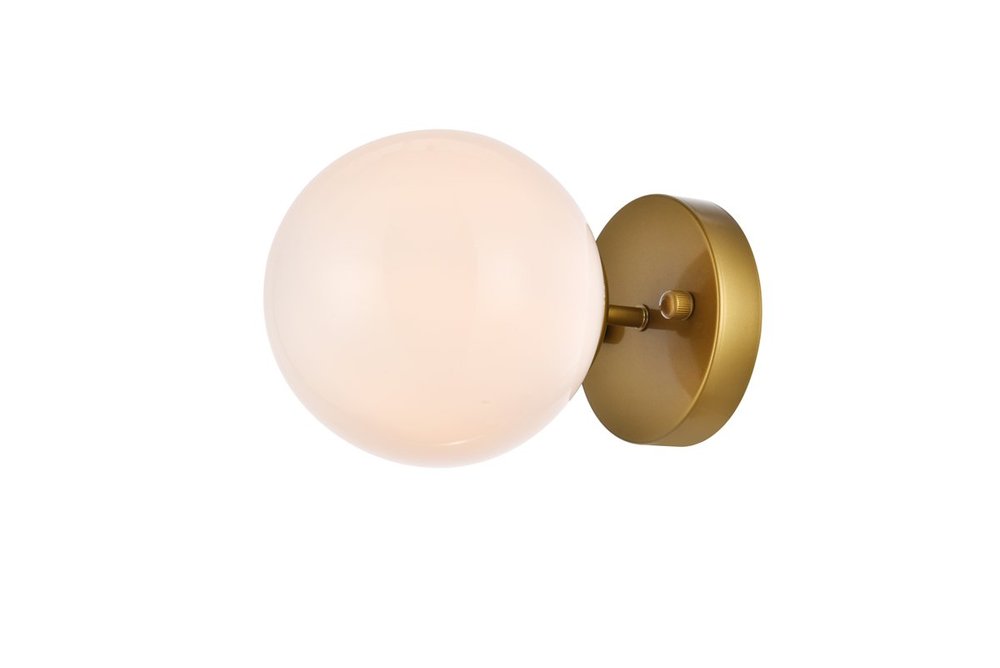 Mimi Six Inch Dual Flush Mount and Bath Sconce in Brass with Frosted Glass