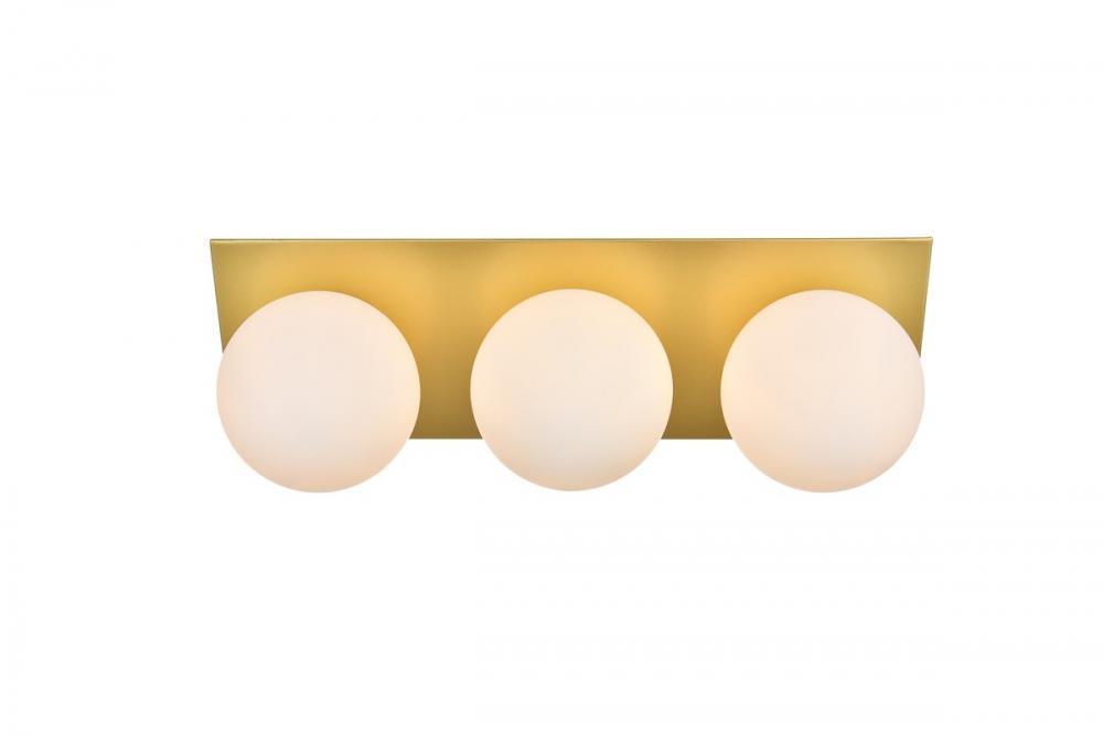 Jillian 3 Light Brass and Frosted White Bath Sconce