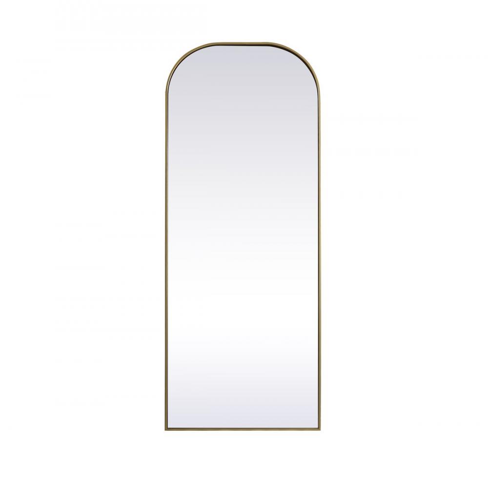 Metal Frame Arch Full Length Mirror 28x74 Inch in Brass