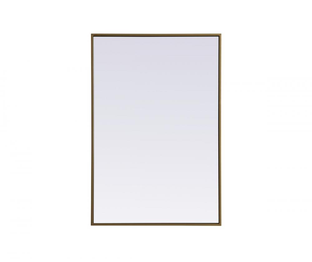Metal Frame Rectangle Mirror 24x36 Inch in Brass
