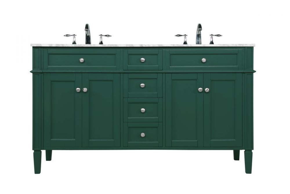 60 Inch Double Bathroom Vanity in Green