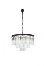  1201D26MB/RC - Sydney 9 Light Matte Black Chandelier Clear Royal Cut Crystal