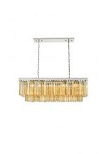  1202D40PN-GT/RC - Sydney 12 Light Polished Nickel Chandelier Golden Teak (Smoky) Royal Cut Crystal