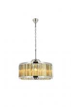  1203D28PN-GT/RC - Chelsea 8 Light Polished Nickel Chandelier Golden Teak (Smoky) Royal Cut Crystal