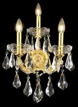  2801W3G/RC - Maria Theresa 3 Light Gold Wall Sconce Clear Royal Cut Crystal