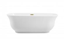  BT10267GW-BGD - 67 inch Soaking Bathtub in Glossy White with Brushed Gold Trim