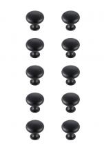  KB2002-MB-10PK - Cadon 1.2" Diameter Matte Black Mushroom Knob Multipack (Set of 10)