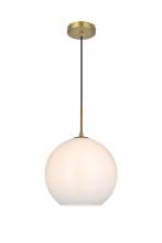  LD2225SG - Baxter 12 inch Pendant Frosted White Shade in Satin Gold