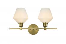  LD2313SG - Gene 2 Light Satin Gold and Frosted White Glass Wall Sconce