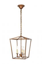  LD6008D12G - Maddox Collection Pendant D12.5 H18.25 Lt:3 Vintage Gold Finish