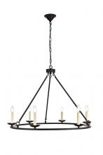  LD6010D32BK - Maine Collection Chandelier D32.4 H23.25 Lt:6 Black Finish